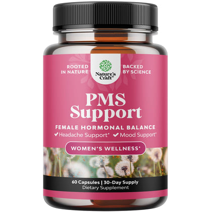 Advanced PMS Support Supplement for Women - Multibenefit PMS Relief Complex for Low Energy Mood Support Period Cramps and Bloating Relief for Women - Menstrual Hormonal Balance for Women (60 Capsules)