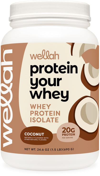 Wellah Protein Your Whey (30 Servings, Coconut Flavored) - Whey Protein Isolate Protein