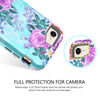 guagua iphone 7 case iphone 8 case peonies floral girls women hybrid three layer hard pc cover soft bumper heavy duty shockproof protective durable phone case for iphone 7/8(4.7 inch) mint green