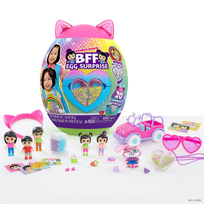 EK World BFF Egg Surprise with Accessories, Kitty-Shaped Egg Capsule, Includes Over 20 Surprises