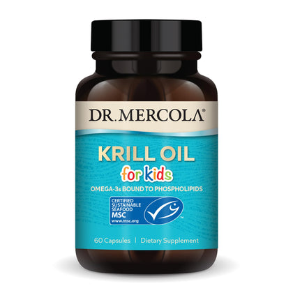 MSC Certified Dr. Mercola Krill Oil for Kids, 30 Servings (60 Capsules), Dietary Supplement, Omega-3s Bound to Phospholipids, Non-GMO