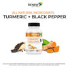 Renew Actives Turmeric Curcumin + Black Pepper - Digestive Aid, Promotes Liver Health - Wound Care - Health & Wellness Boost - 120 Capsules