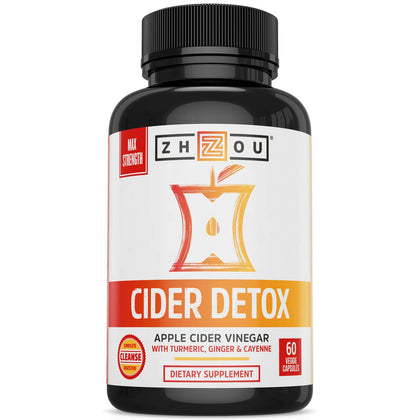 Zhou Nutrition Cider Detox Apple Cider Vinegar Capsules with Ginger, Turmeric & Cayenne, Max Strength Thermogenic Formula for Improved Digestion, Detox, Heart Health