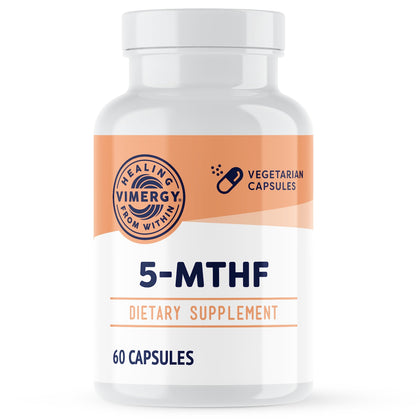 Vimergy 5-MTHF, 60 Servings - Highly Absorbable Capsules - Supports Brain Health & Cognitive Function - Healthy Mood Support Supplement* - Non-GMO, Gluten-Free, Vegan & Paleo Friendly (60 Count)