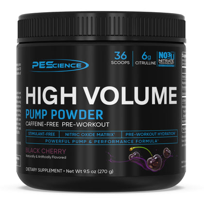 PEScience High Volume Nitric Oxide Booster Pump Pre Workout Powder, Black Cherry, 36 Scoops, Caffeine Free