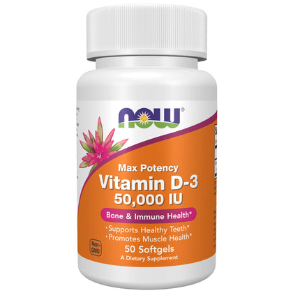 NOW Supplements, Vitamin D-3 50,000 IU Softgels, 50 softgels