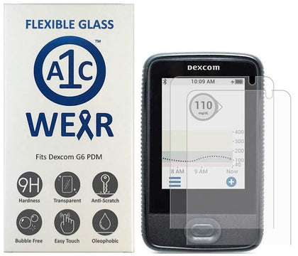 A1C WEAR - 9H Flexible Glass Screen Protector For Dexcom G6 Receiver PDM - Won't Crack or Chip - Anti-Scratch Anti-Fingerprint - 2 Pack