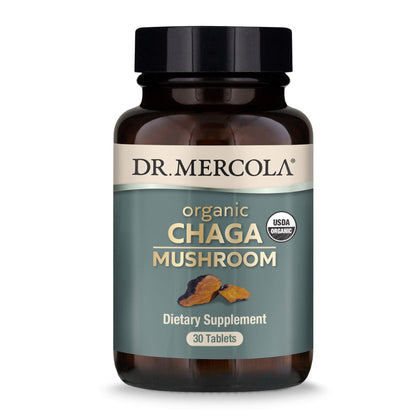 Dr. Mercola Organic Chaga Mushroom, 30 Servings (30 Tablets), Dietary Supplement, Supports Healthy Immune Function, Non-GMO, Certified USDA Organic, NSF Contents Certified