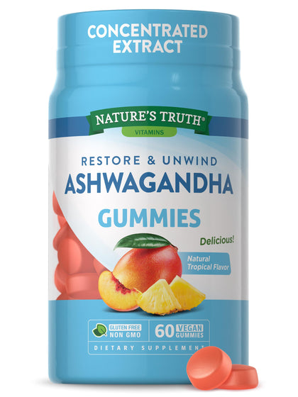 Nature's Truth Ashwagandha Gummies | 60 Tropical Flavor Gummies | Vegan, Non-GMO, & Gluten Free Supplement