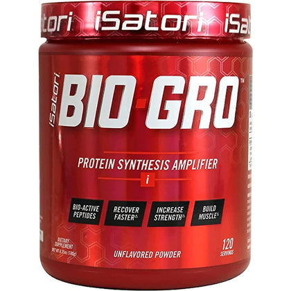 iSatori BIO-GRO Protein Synthesis Amplifier, for Muscle Recovery & Growth, Enhanced Stimulant Free Pre-Workout & Colostrum Supplement with Bio-Active Peptides- Unflavored (120 Servings)