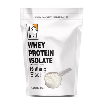 It's Just! - Whey Protein Isolate, WPI-90%, Grass-Fed Dairy Cows, Product of UK, 30g Protein, Keto Friendly (Unflavored, 20oz)