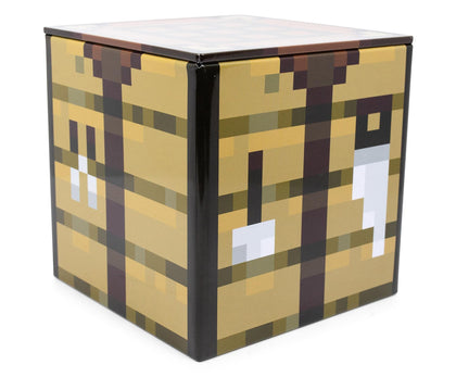 Minecraft Crafting Table 4-Inch Tin Storage Box Cube Organizer with Lid | Basket Container, Cubby Cube Closet Organizer, Home Decor Playroom Accessories | Video Game Toys, Gifts And Collectibles