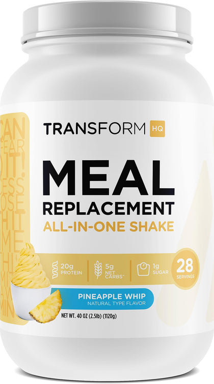 TransformHQ Meal Replacement Shake Powder 28 Servings (Pineapple Whip) - Gluten Free, Non-GMO