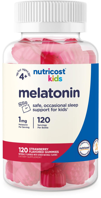 Nutricost Kids Melatonin Gummies 1mg, 120 Gummies, Strawberry Flavored