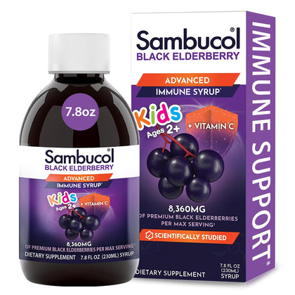 Sambucol Black Elderberry Syrup for Kids - Elderberry Extract Kids, Kids Elderberry Syrup, Black Elderberry for Kids, Kids Immune Support - 7.8 Fl Oz