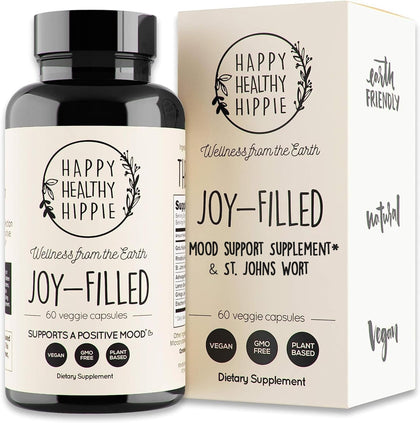 Joy-Filled Mood Support Supplement with St. Johns Wort | Stress Relief Supplement - Helps Calm The Mind & Body | 100% Plant-Based, Ashwagandha, Rhodiola Rosea, Eleuthero | Herbal, 60 ct