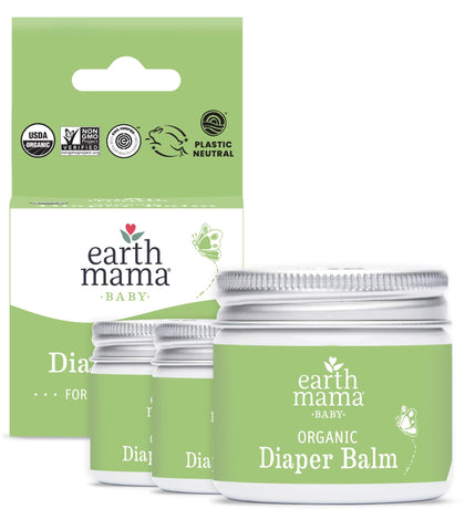 Earth Mama Organic Diaper Balm 2-Ounce | Diaper Cream for Baby | EWG Verified, Petroleum & Artificial Fragrance-Free with Calendula for Sensitive Skin (3-Pack)