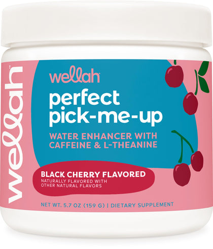 Wellah Perfect Pick-Me-Up (Black Cherry) 30 Servings - Energy Boost Drink Mix