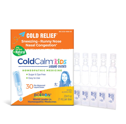 Boiron ColdCalm Kids Single-Use Drops for Relief from Cold Symptoms of Sneezing, Runny Nose, and Nasal Congestion - Sterile and Non-Drowsy Liquid Doses - 30 Count