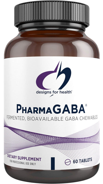 Designs for Health Chewable GABA - 200mg PharmaGABA Chewables, Fermented + Bioavailable GABA Supplement to Support Calm - Non-GMO + Gluten Free (60 Tablets)