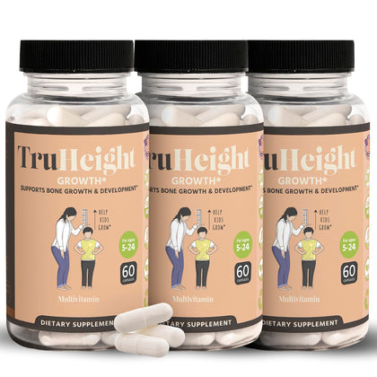 TruHeight Capsules - Natural Height Growth Supplement for Kids & Teens - Pediatric Recommended Height Maximizer with Ashwaganda & Calcium - Height Increase Vitamins, Bone Strength, Grow Taller Ages 5+