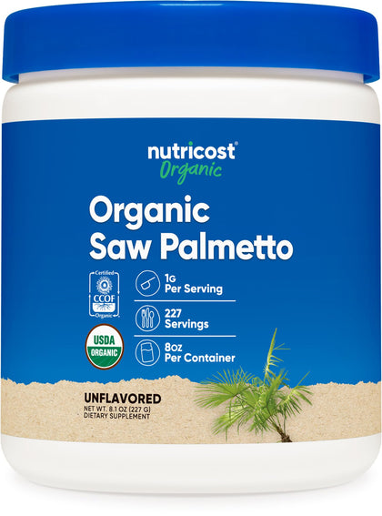 Nutricost Organic Saw Palmetto Powder 8oz - Certified USDA Organic Saw Palmetto, Gluten Free