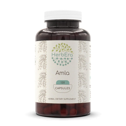 HerbEra Amla 120 Capsules, 500 mg, Amla (Emblica Officinalis) Dried Fruit (120 Capsules)