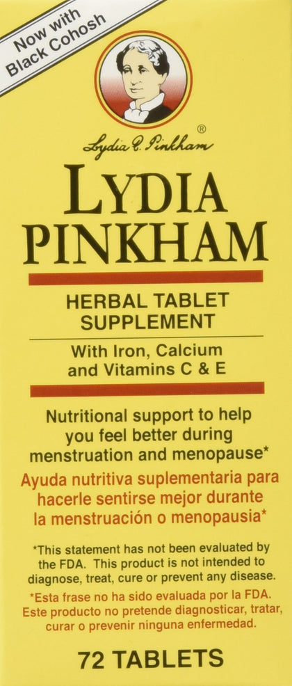 Lydia Pinkham Herbal Supplement Tablets for Menstruation and Menopause Support, 72 Count