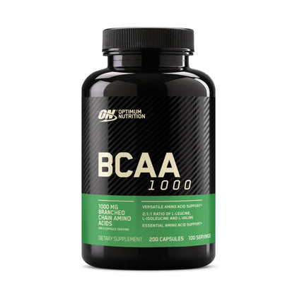 Optimum Nutrition Instantized BCAA Branched Chain Essential Amino Acids Capsules, 1000mg, 200 Count