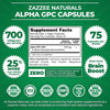 Zazzee Extra Strength Alpha GPC Choline, 700 mg per Serving, 75 Vegan Capsules, 100% Pure Pharmaceutical Grade, 100% Vegetarian, Standardized for Potency and Purity, All-Natural and Non-GMO