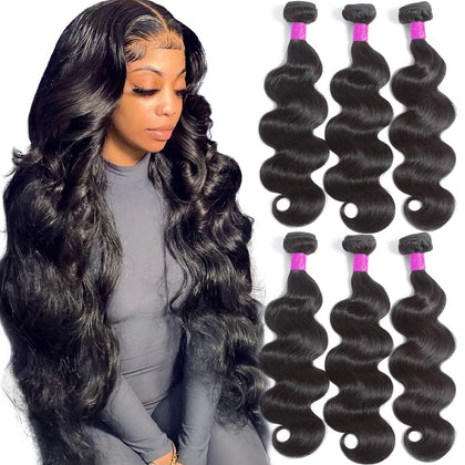 Flady 12A Brazilian Human Hair Bundles Body Wave 3 Bundles Human Hair 14 16 18 Inch Virgin Hair Bundles Deals Human Hair Weave Body Wave Human Hair Extensions Natural Color