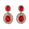 Grace Jun Big Rhinestone Crystal Clip on Earrings Without Piercing for Women Cuff Earrings (Red ear clip)