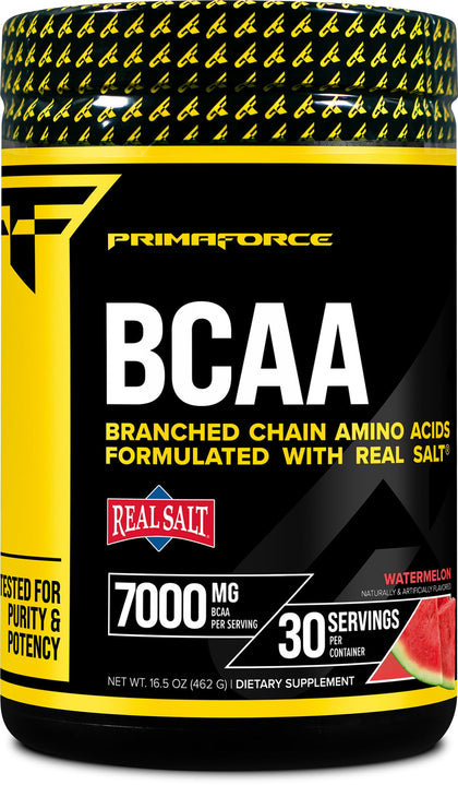 Primaforce BCAA Powder (Watermelon) - 7000MG 2:1:1 BCAAs, 30 Servings, Post-Workout Recovery Drink with Amino Acids and Real Salt for Men & Women