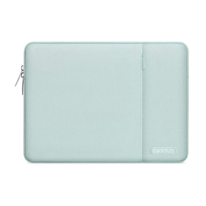 MOSISO Laptop Sleeve Bag Compatible with MacBook Air 15 inch M3 A3114 M2 A2941 2023 2024/Pro A1990 A1707,Surface Laptop 15,Dell XPS 15,HP Stream 14, Polyester Vertical Case with Pocket, Mint Green