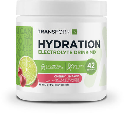 TransformHQ Hydration 42 Servings (Cherry Limeade) - Electrolytes, Vitamins