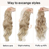 CHRSHN Wavy Ponytail Extension Wrap Around Hair Extensions Bleach Mix Ash Blonde 20 inch