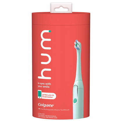 Colgate hum Smart Electric Toothbrush with Timer, Bluetooth and Travel Case, 3 Sonic Vibration Modes, Teal(Discontinued/no Refill Heads Available)