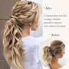 CHRSHN Wavy Ponytail Extension Wrap Around Hair Extensions Bleach Mix Ash Blonde 20 inch