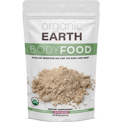 Organic Earth Irish Sea Moss Powder 8oz - Wildcrafted Sea Moss Organic with Bladderwrack & Burdock Root Powder - Thyroid, Digestion Support & Healthy Skin - USDA Certified Organic