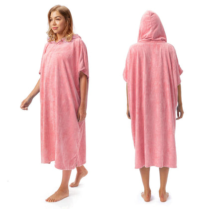 Catalonia Surf Poncho Changing Towel Robe for Adults Men Women, Hooded Wetsuit Change Poncho for Surfing Swimming Bathing, Water Absorbent, Oversized, Pink