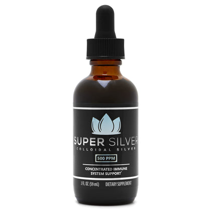 Super Silver 500 PPM Colloidal Silver - 2 Ounce Bottle with Dropper