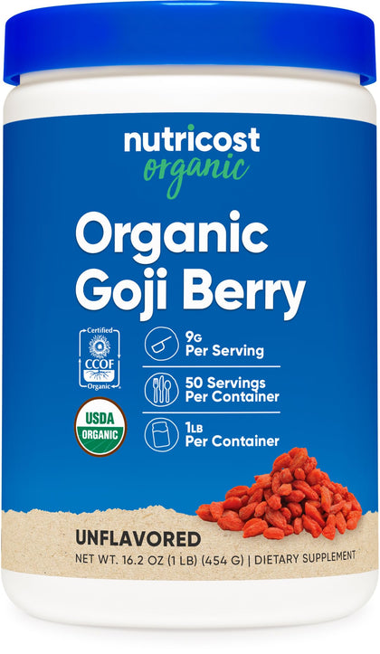 Nutricost Organic Goji Berry Powder (1lb) - USDA Certified Organic, Gluten Free, Non-GMO, Vegetarian