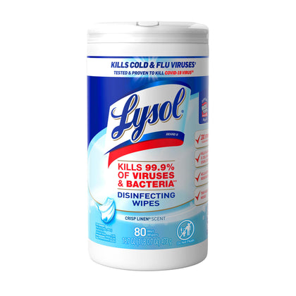 Lysol Disinfectant Wipes, Multi-Surface Antibacterial Cleaning Wipes, For Disinfecting and Cleaning, Crisp Linen, 80 Count