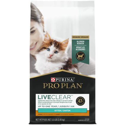 Purina Pro Plan LiveClear Dry Cat Food for Kittens Chicken & Rice Formula - 5.5 lb. Bag