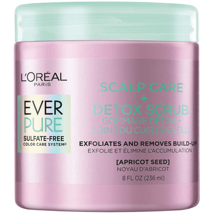 L'Oreal Paris EverPure Exfoliating Scalp Care + Detox Scrub with Apricot seed, 8 Ounce