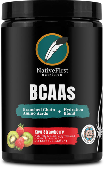 NativeFirst BCAA Powder (28 Servings) - Gluten Free, Non-GMO Branched Chain Amino Acids (Kiwi Strawberry)