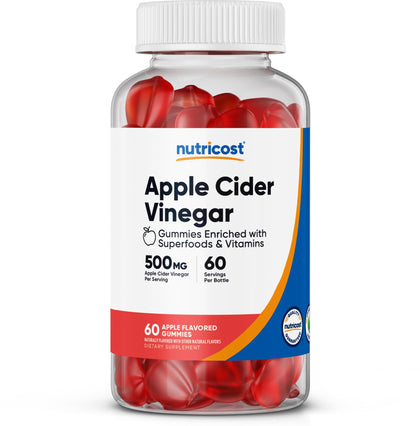 Nutricost Apple Cider Vinegar 500mg, 120 Gummies, Apple Flavored - Gluten Free, Non-GMO, No Corn Syrup