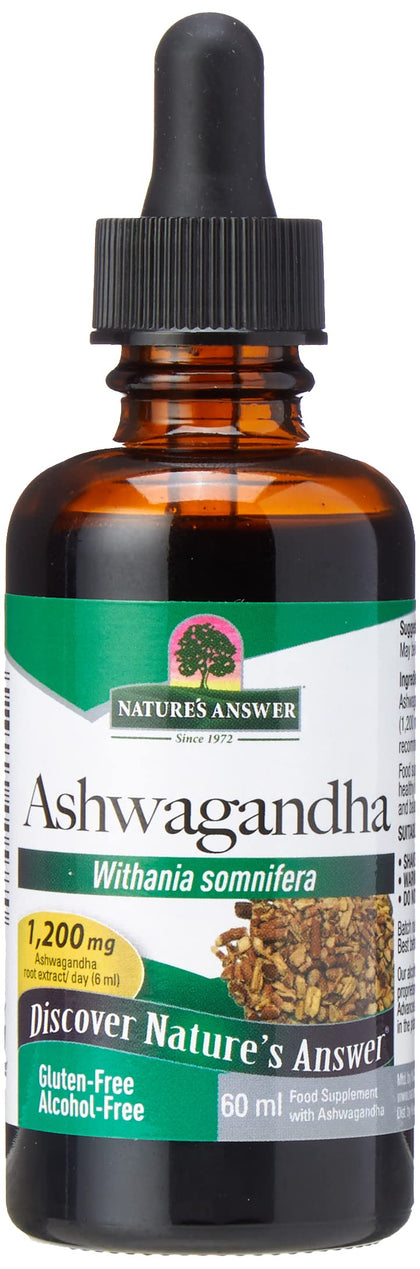 Nature's Answer Ashwagandha Root | Herbal Supplement Maintain Healthy Immune Function | Supports Body Against Stress | Gluten-Free, Alcohol-Free & Vegan 2oz