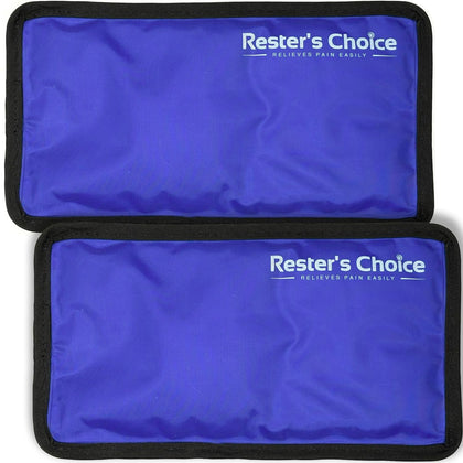 Rester's Choice Gel Cold & Hot Packs (2-Piece Set) Medium 5x10 in. Reusable Warm or Ice Packs for Injuries, Hip, Shoulder, Knee, Back Pain - Hot & Cold Compress for Swelling, Bruises, Surgery