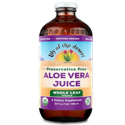 LILY OF THE DESERT Organic Aloe Vera Whole Leaf Preservative Free, 32 FZ